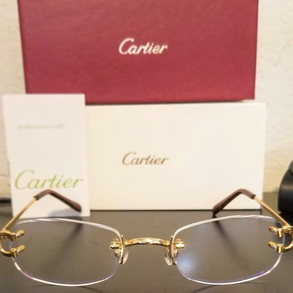 Cartier C Decor Rimless Unisex Gold Eyeglasses Fra